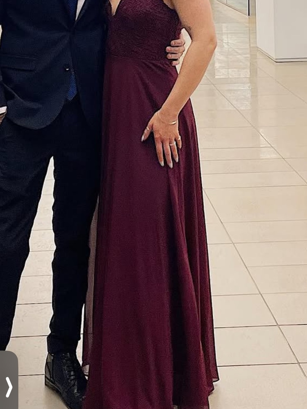 Lulu's Burgundy Lace Bodice Prom Gown